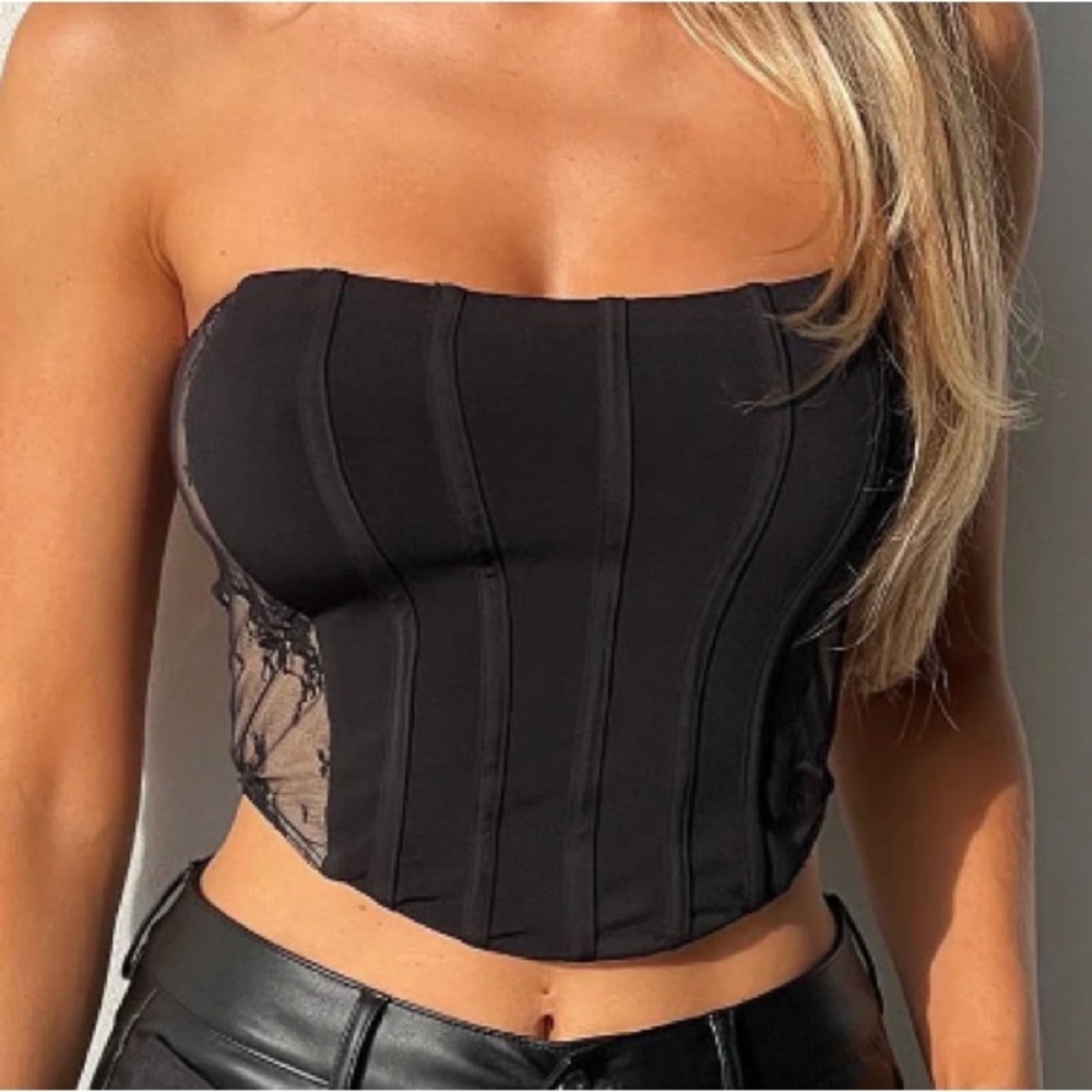 Tiger Mist Black Strapless Corset Top